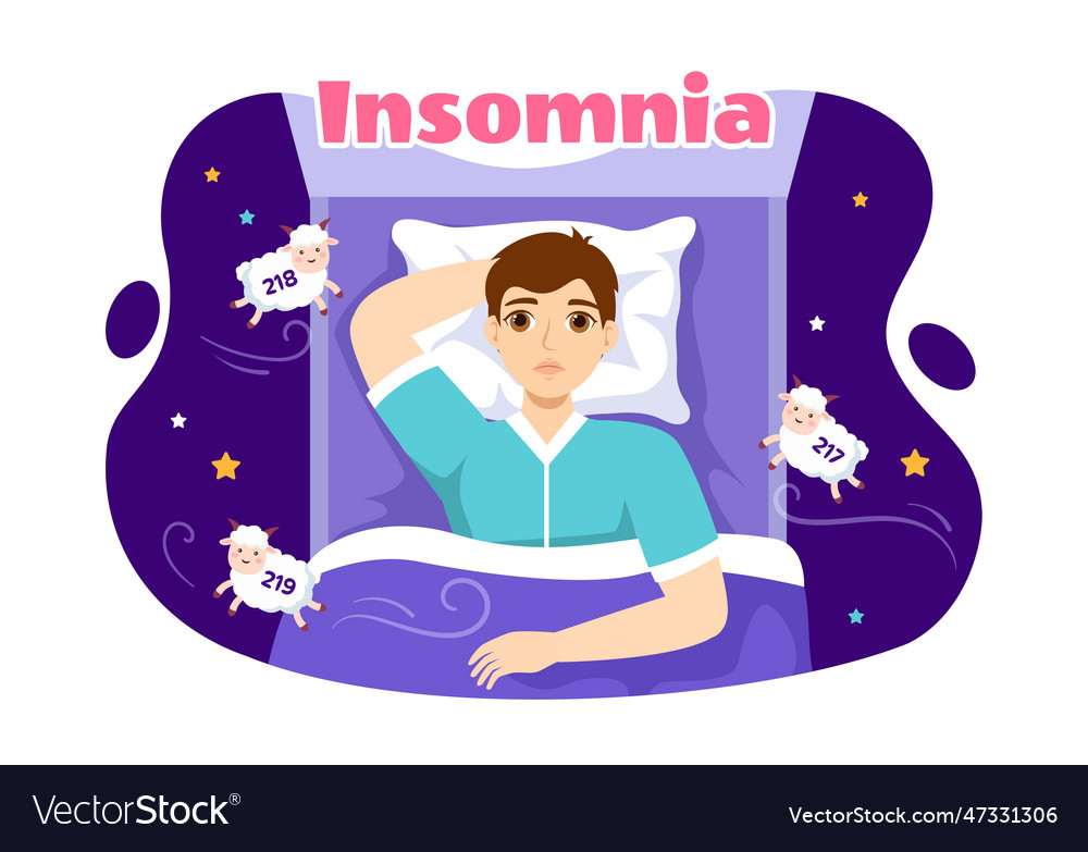 Insomnia with young people unable to sleep Vector Image