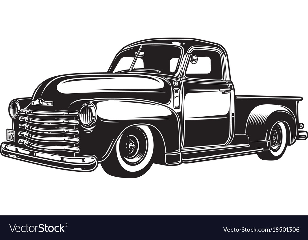 Monochrome of retro style truck Royalty Free Vector Image