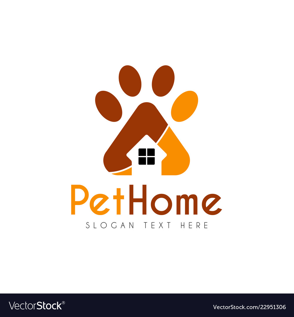 Pet paw house logo design template Royalty Free Vector Image