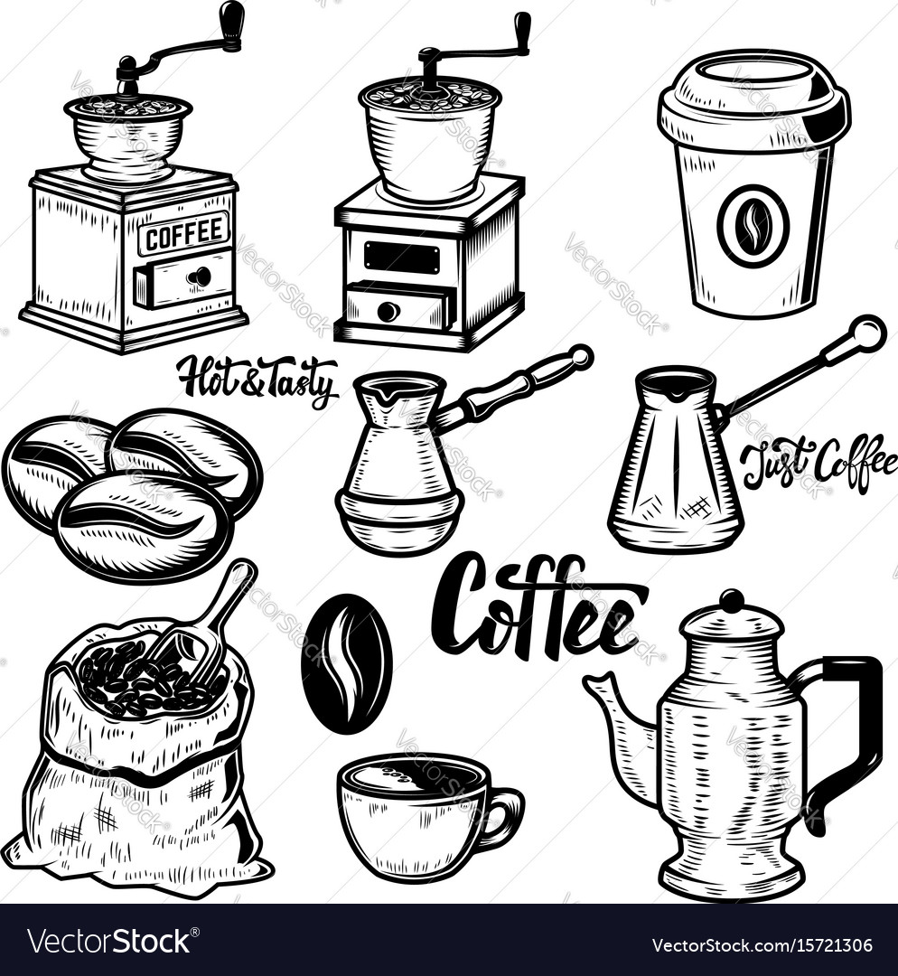 Set of coffee icons on white background Royalty Free Vector