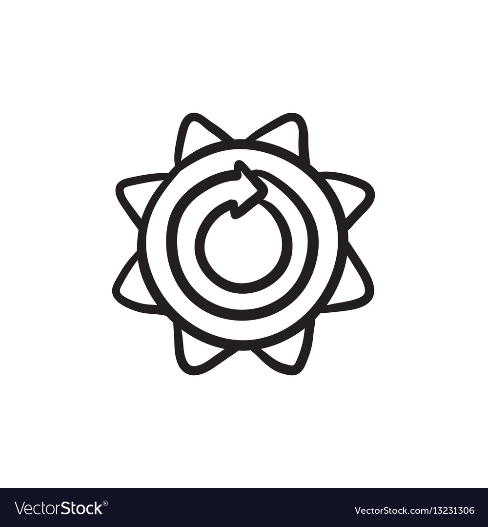 Sun with round arrow sketch icon Royalty Free Vector Image