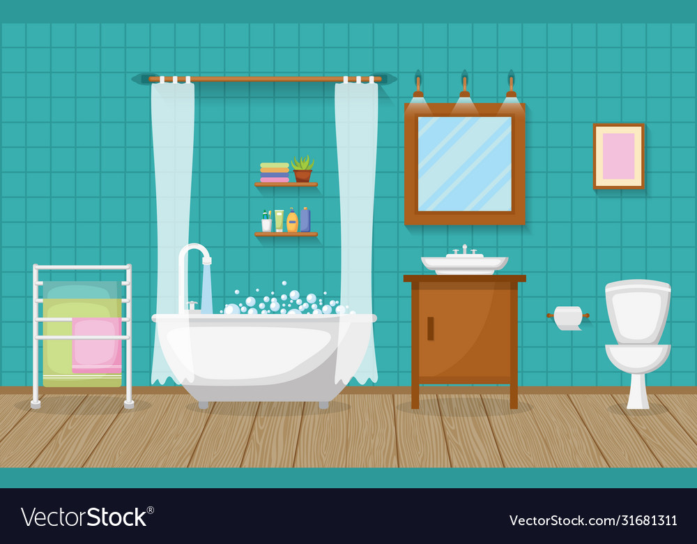 Classic bathroom interior clean room wooden Vector Image