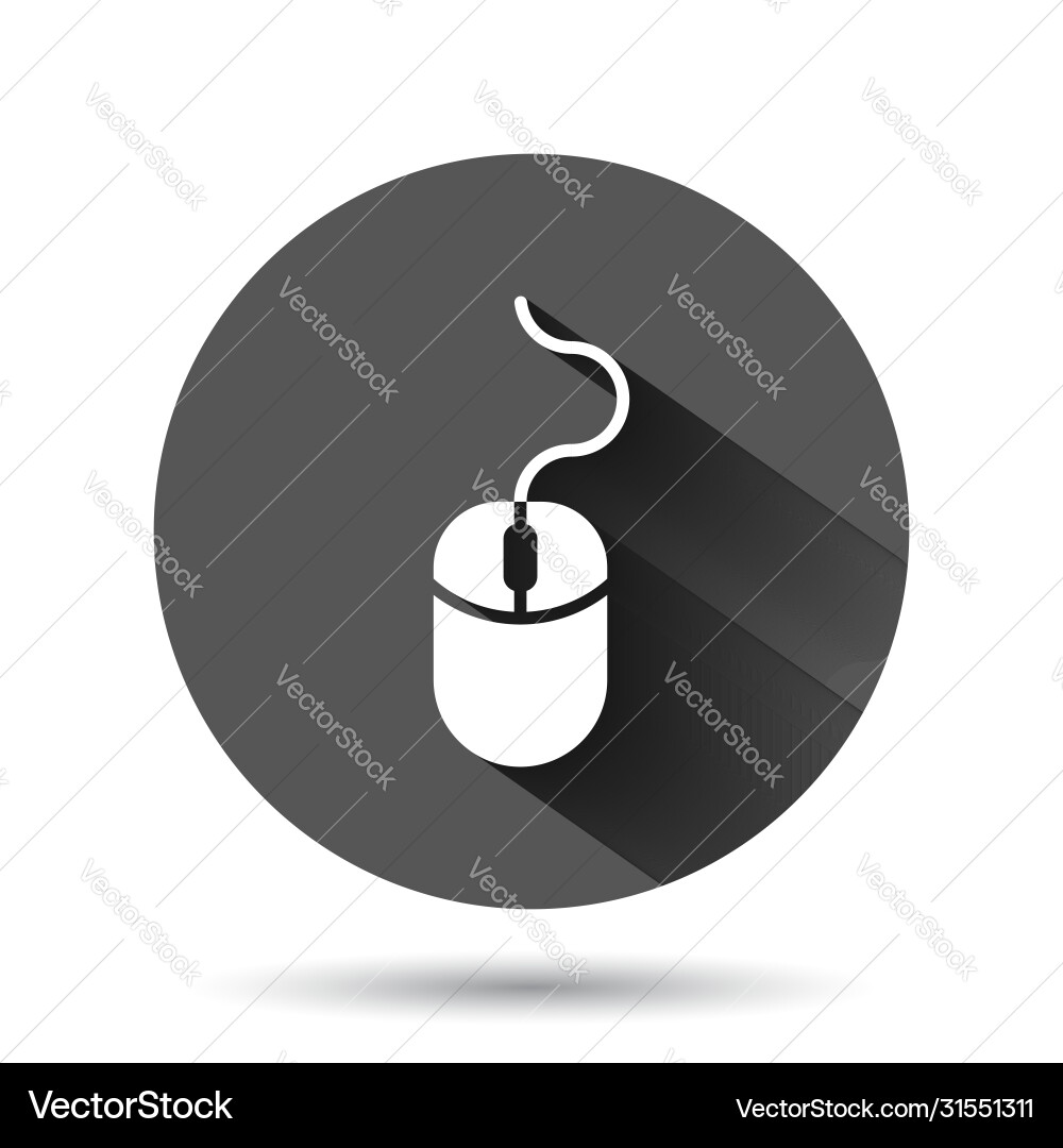 Computer mouse icon in flat style cursor on black Vector Image