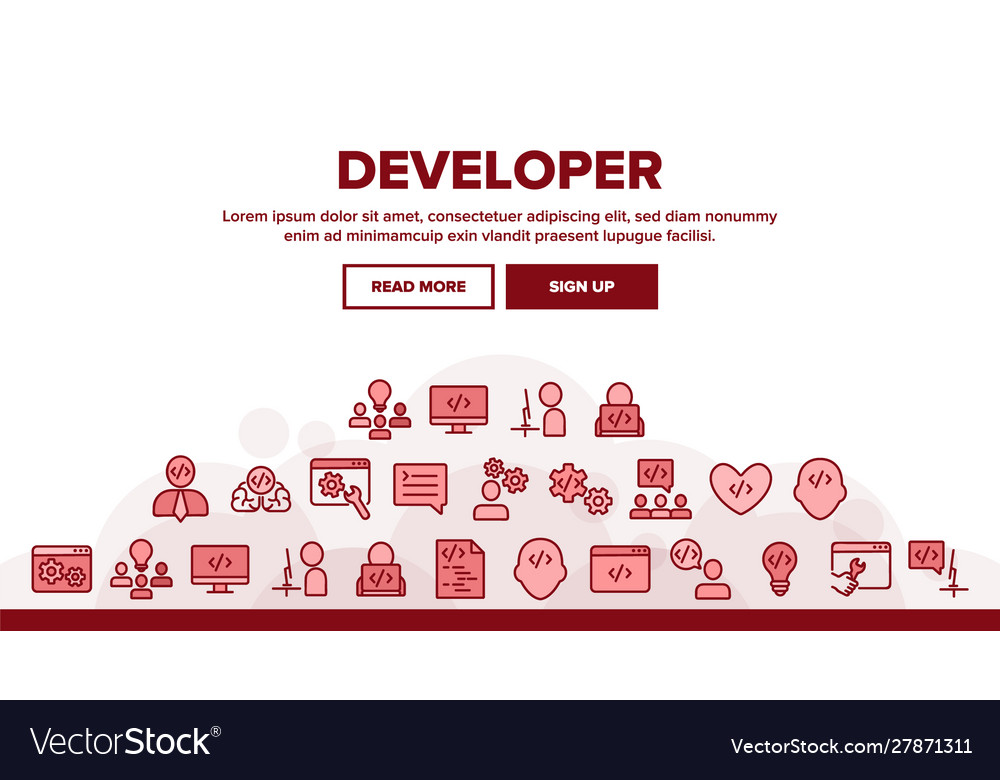 Developer landing header Royalty Free Vector Image