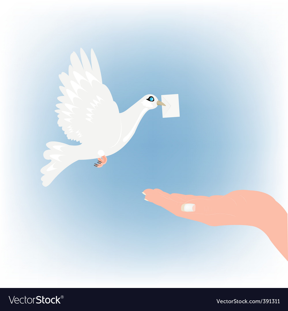 Dove with letter and palm