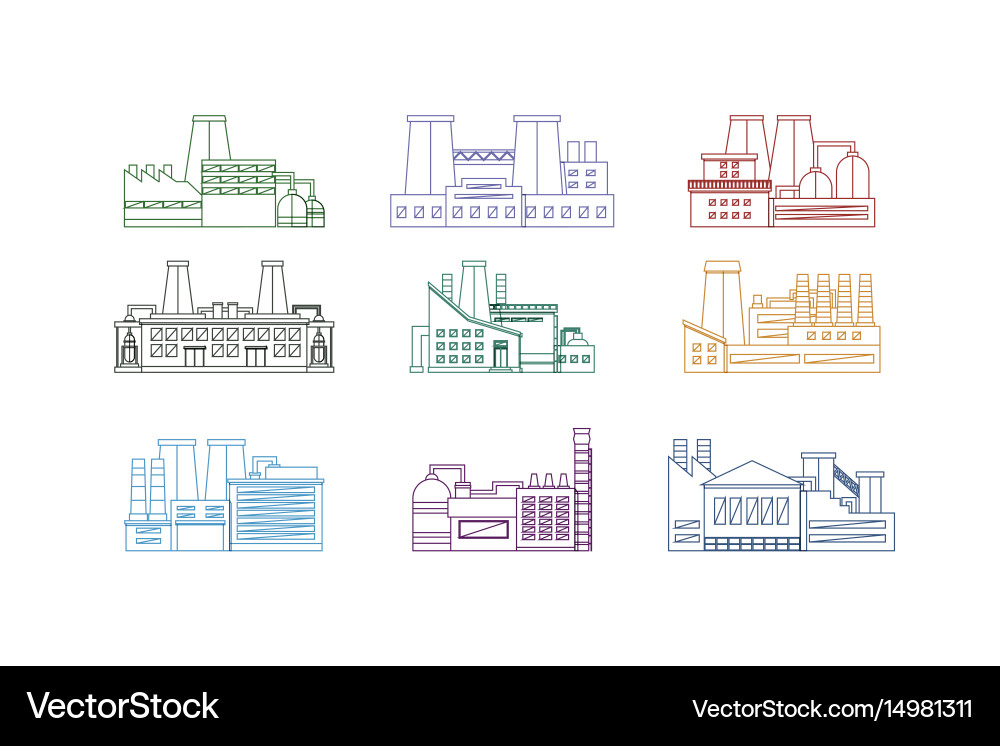 Factory thin line set Royalty Free Vector Image