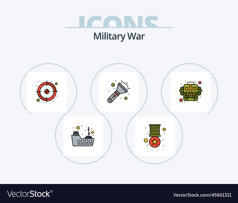 Military war line filled icon pack 5 icon design Vector Image