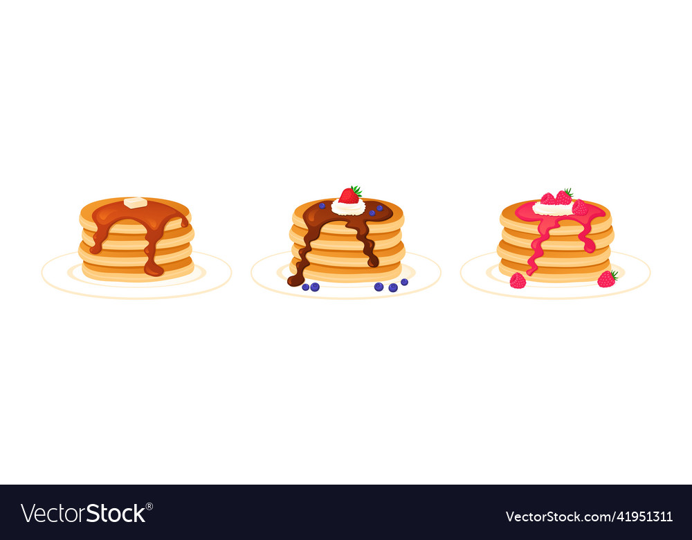 Pancakes with jam and icing Royalty Free Vector Image