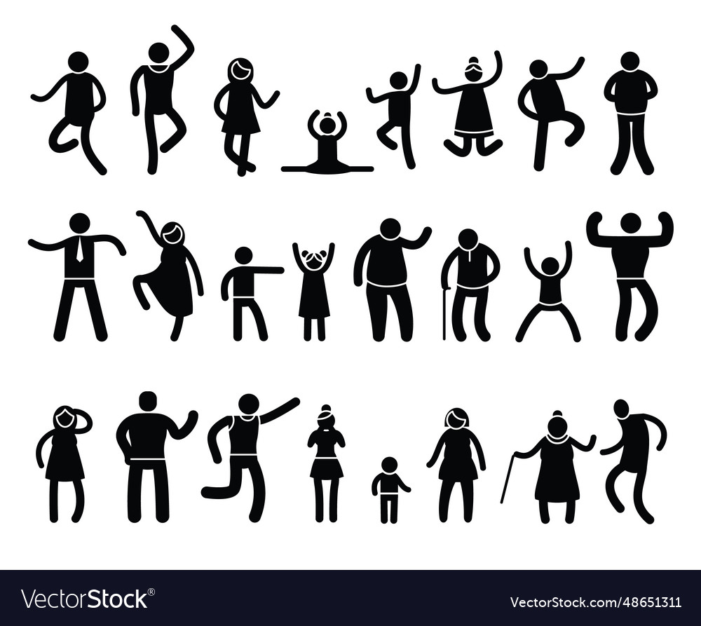 Collection Stick Figures Different Poses Human Stock Vector (Royalty Free)  744487462 | Shutterstock