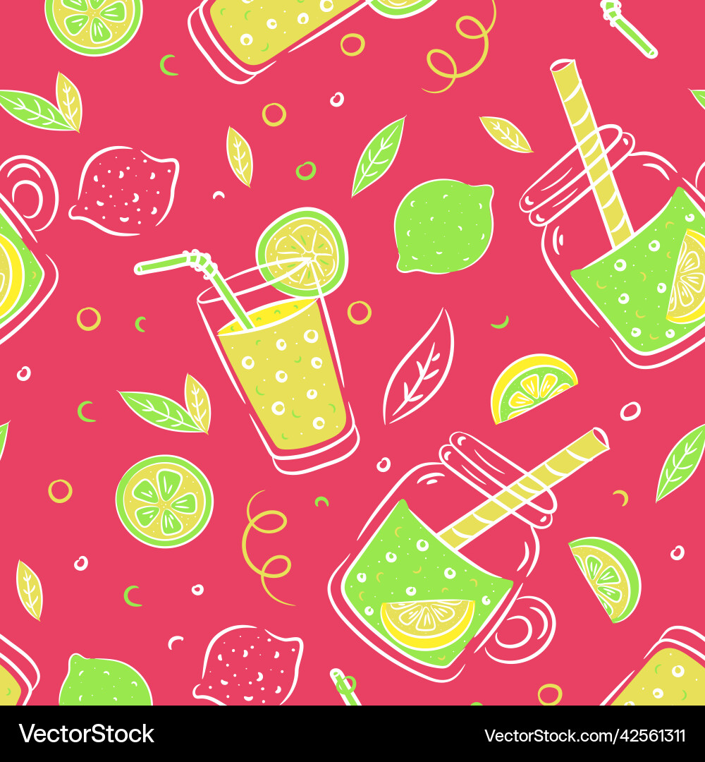 Summer seamless pattern with lemon slice Vector Image