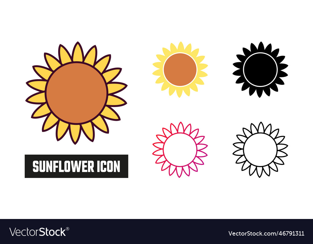 Sunflower icon set Royalty Free Vector Image - VectorStock