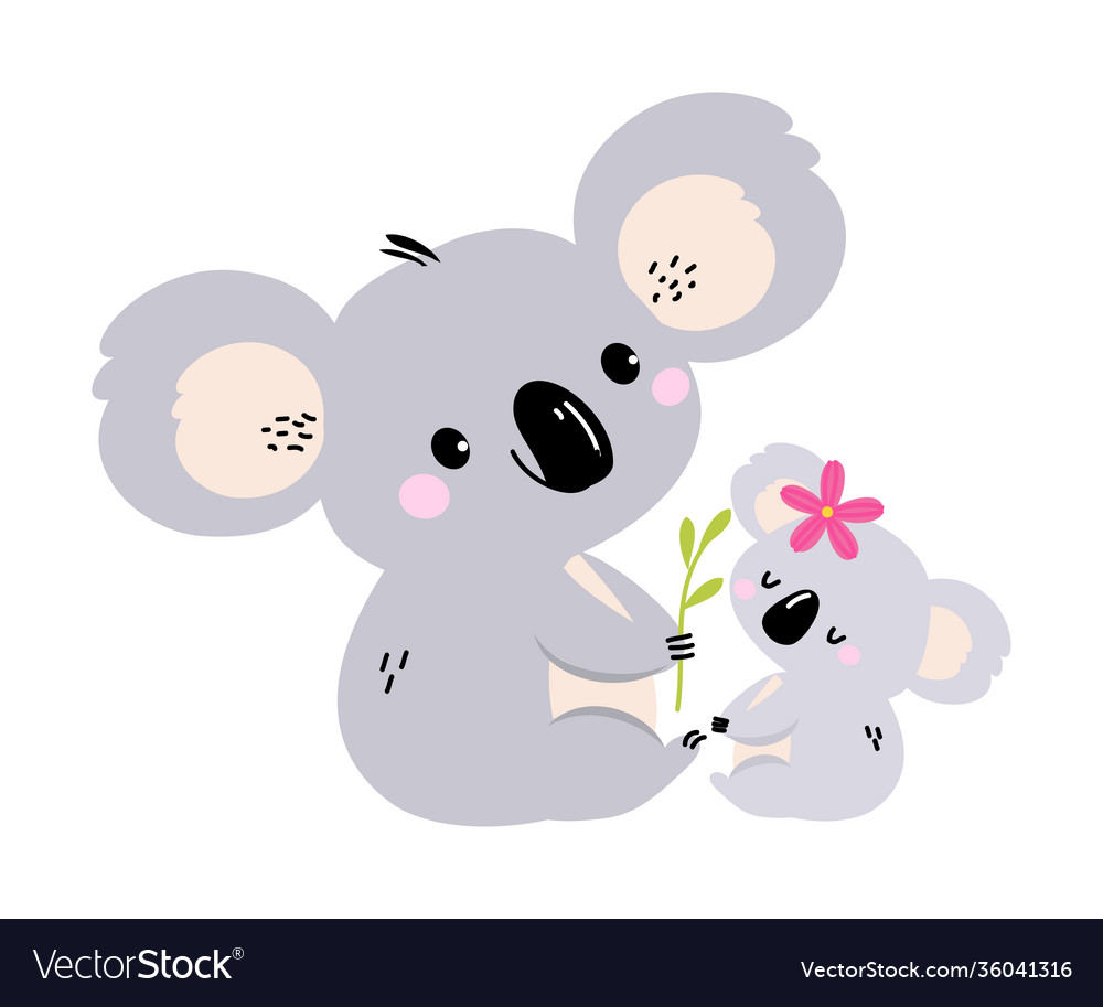 Adorable mother koala and her balovely animals Vector Image