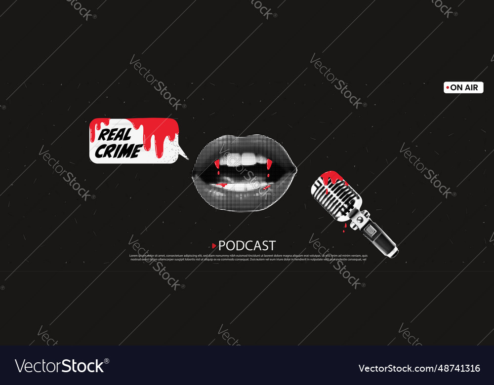 Banner for a true crime podcast theme open mouth Vector Image