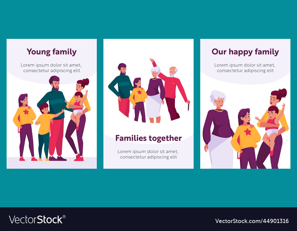 Big happy family characters bonding cartoon Vector Image