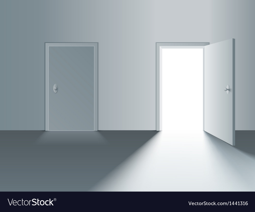 Closed and open door Royalty Free Vector Image