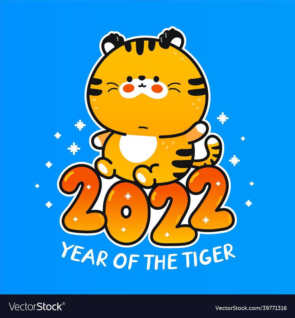 Cute funny 2022 new year symbol tiger character Vector Image