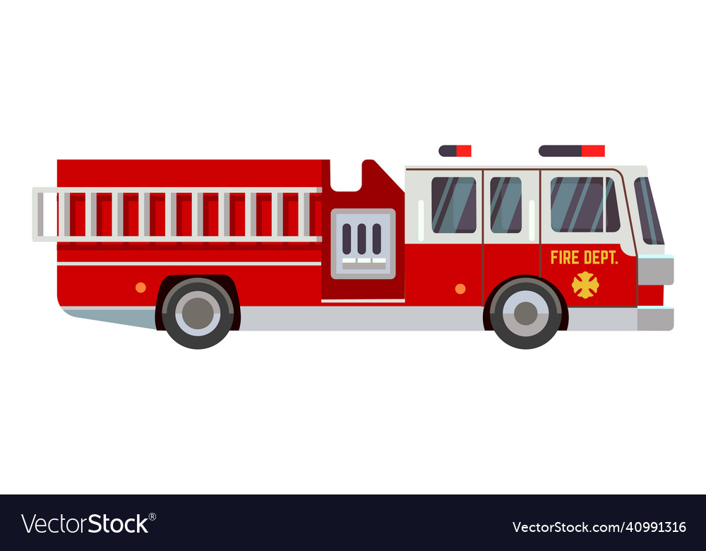 Fire truck red firefighter car fireman transport Vector Image