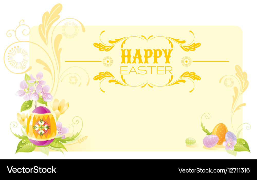 Happy Easter Banner Border Spring Landscape Vector Image