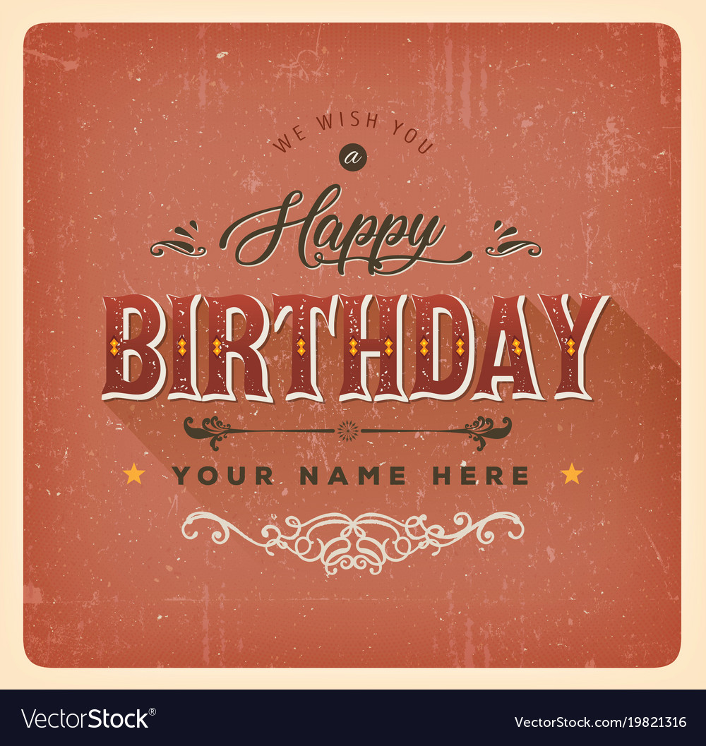 Vintage red happy birthday card Royalty Free Vector Image