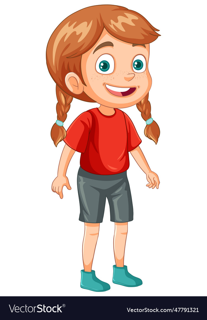 Cute girl with braid hair cartoon Royalty Free Vector Image