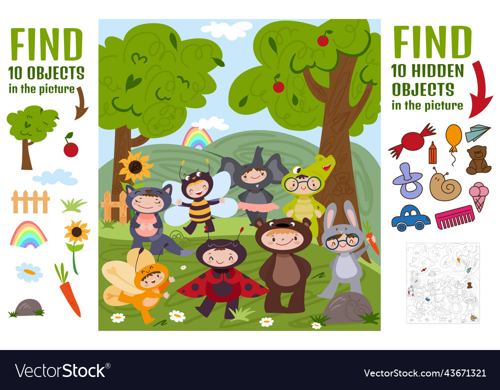 Find 10 hidden objects game Royalty Free Vector Image