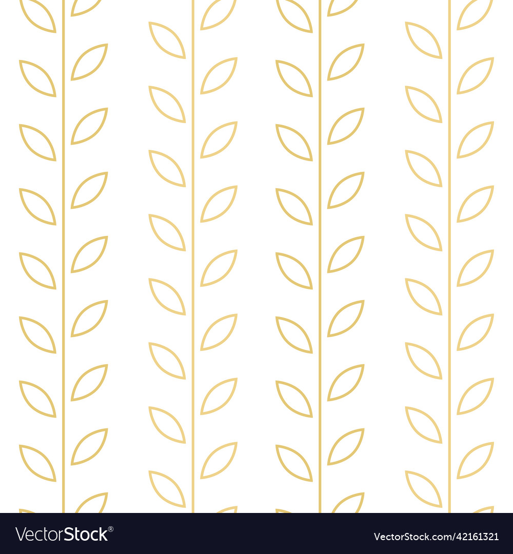 Gold And White Minimalist Leaf Pattern Seamless Vector Image 8627