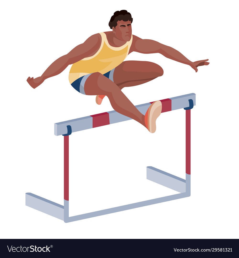 Male african american takes part in hurry race Vector Image