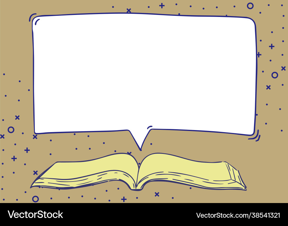 Open book with speech bubble presenting a quote Vector Image
