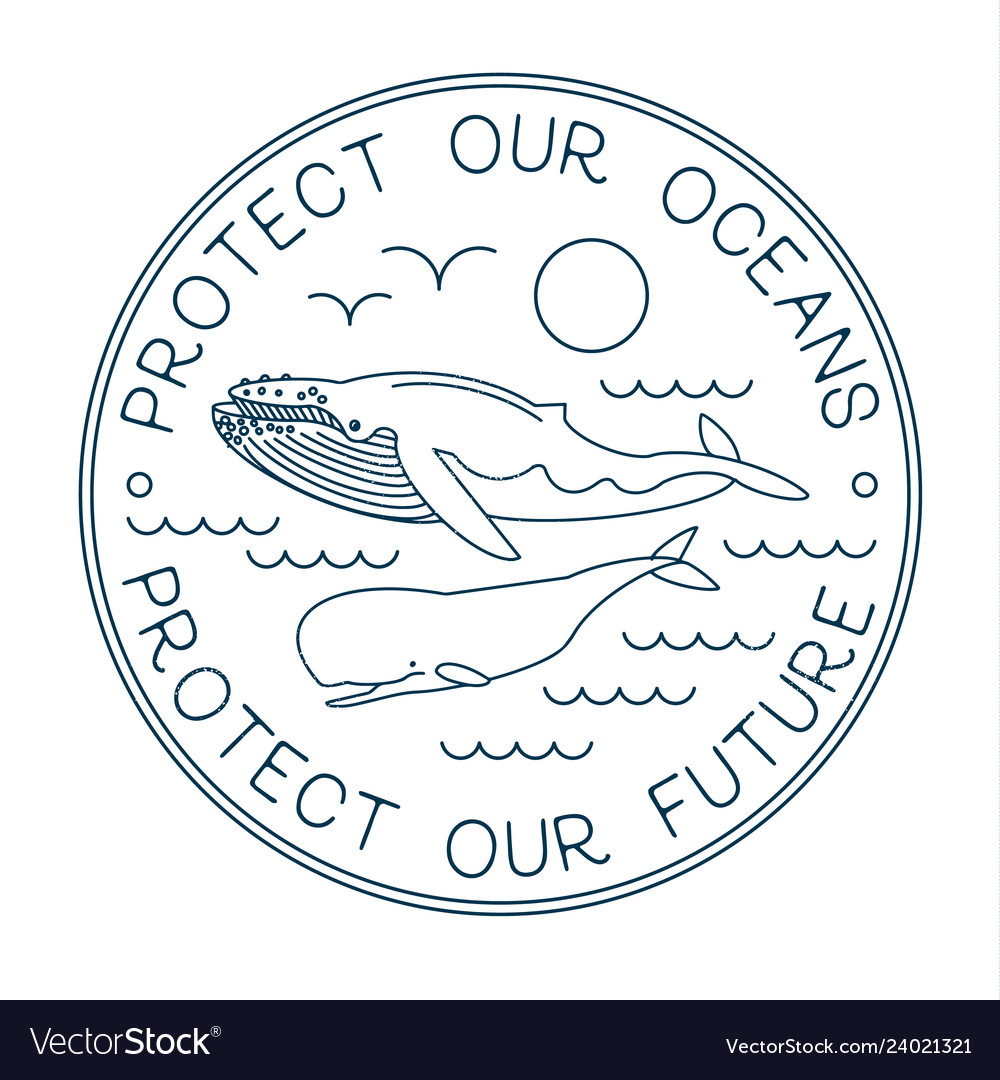 Protect Our Ocean Future Logo Royalty Free Vector Image