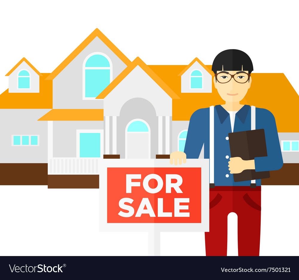 Real estate agent offering house Royalty Free Vector Image