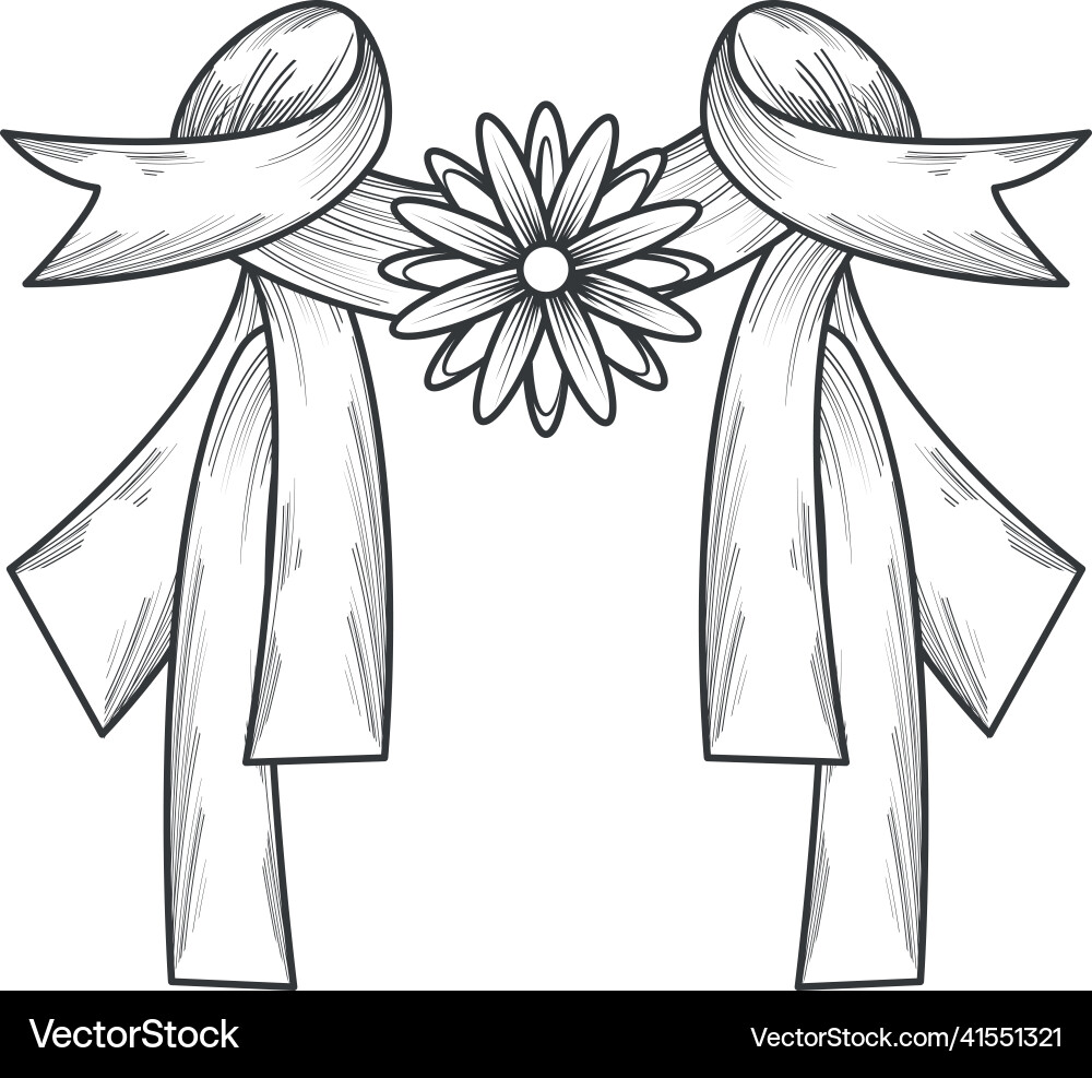 Ribbons and flower Royalty Free Vector Image - VectorStock