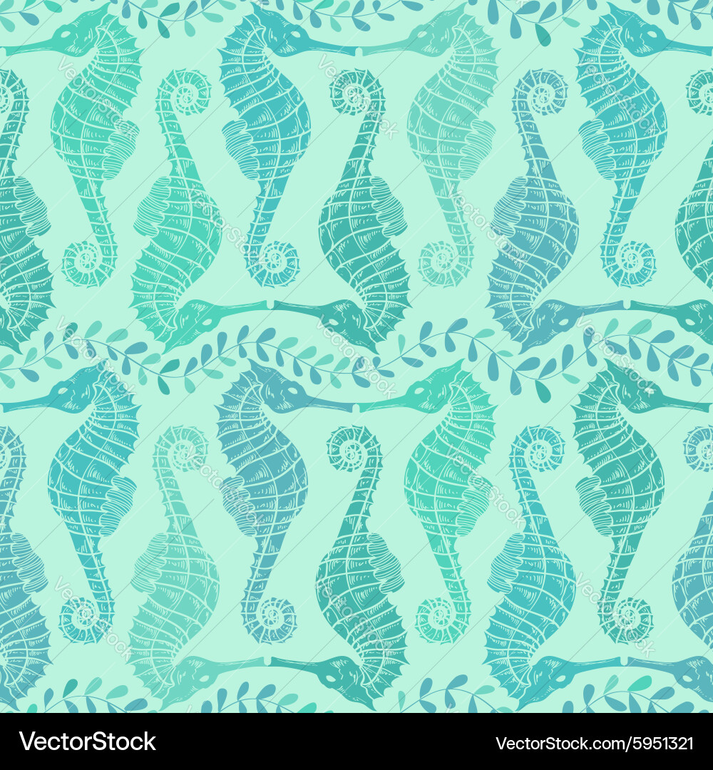 Seamless pattern seahorse Royalty Free Vector Image