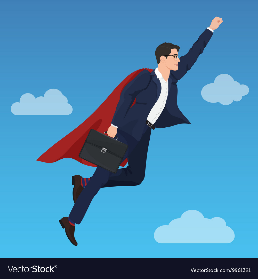 Superhero super successful businessman flying in Vector Image