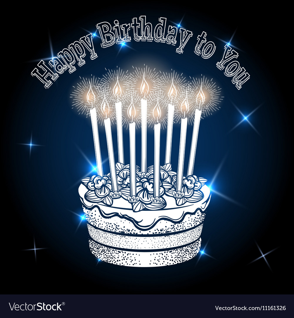 Greeting card with birthday cake Royalty Free Vector Image