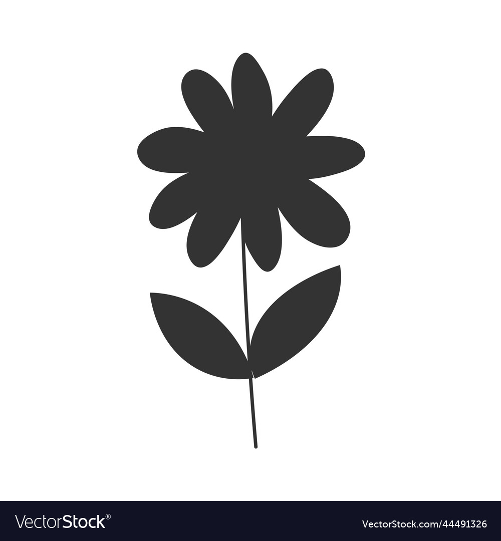 Isolated single pretty flower with leaves Vector Image