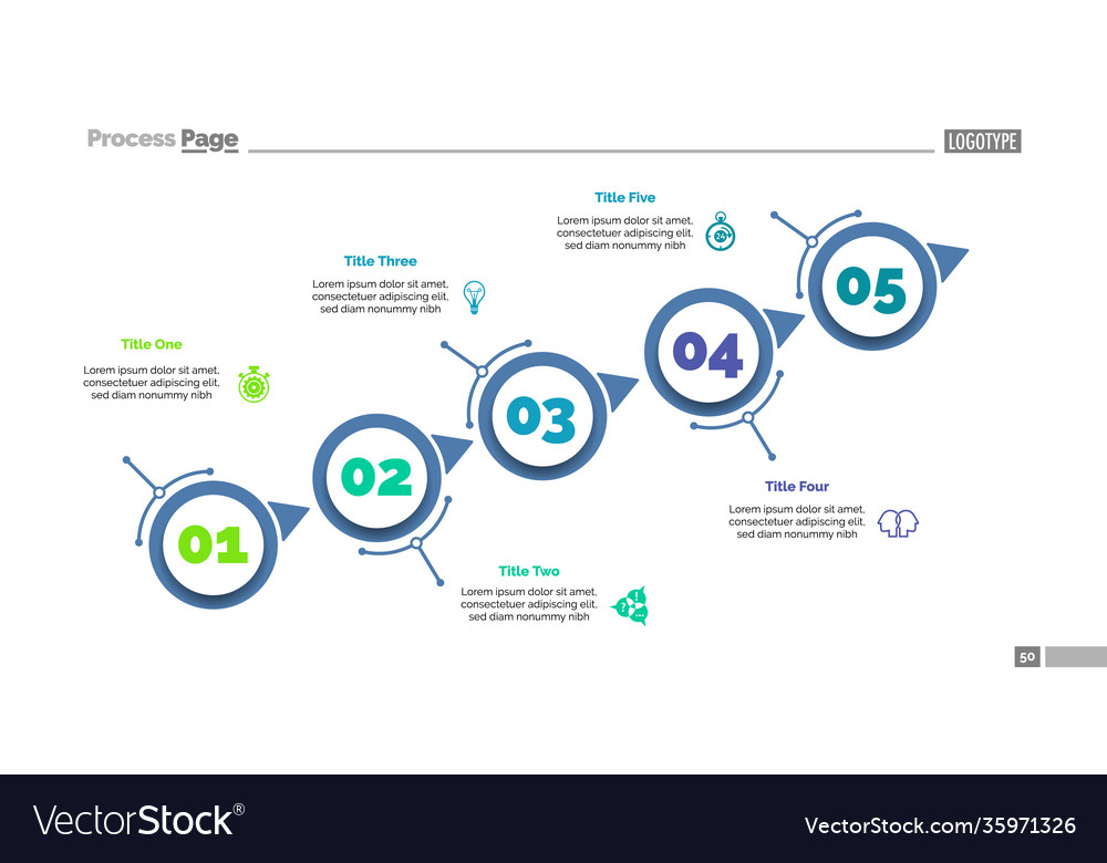 Process Chart With Five Steps Template Royalty Free Vector