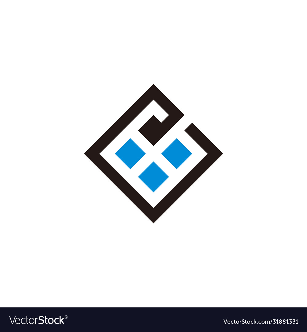 Abstract letter e square geometric linked logo Vector Image