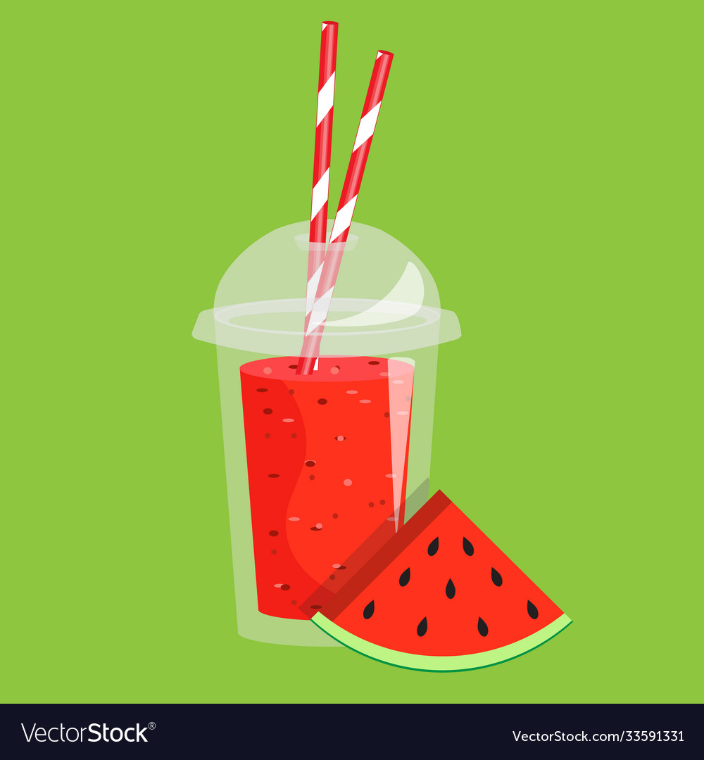 Cartoon smoothie in a transparent plastic glass Vector Image