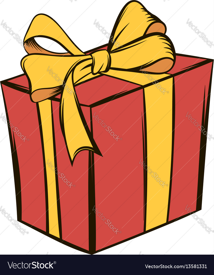 Cartoon Brown Gift Box With Red Ribbon And Bow Vector Image, 47% OFF