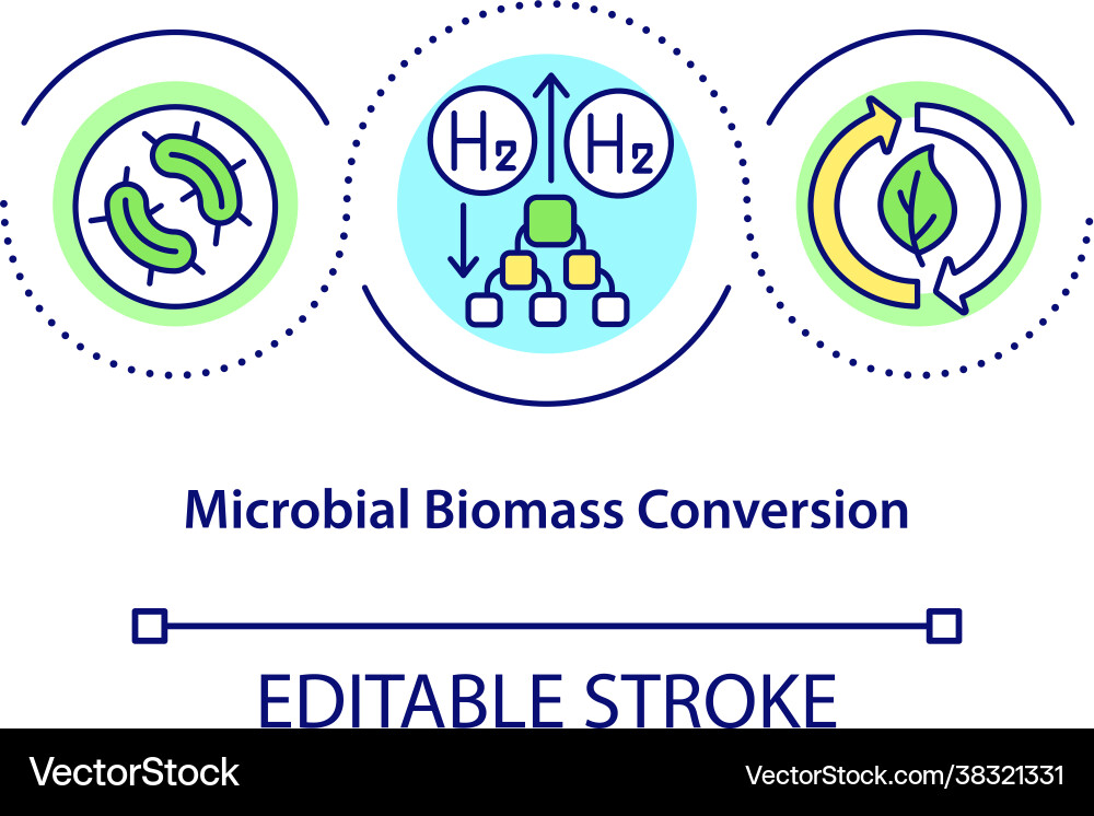 Microbial biomass conversion concept icon Vector Image