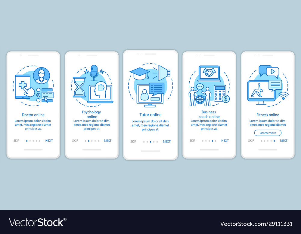 Online support onboarding mobile app page screen Vector Image