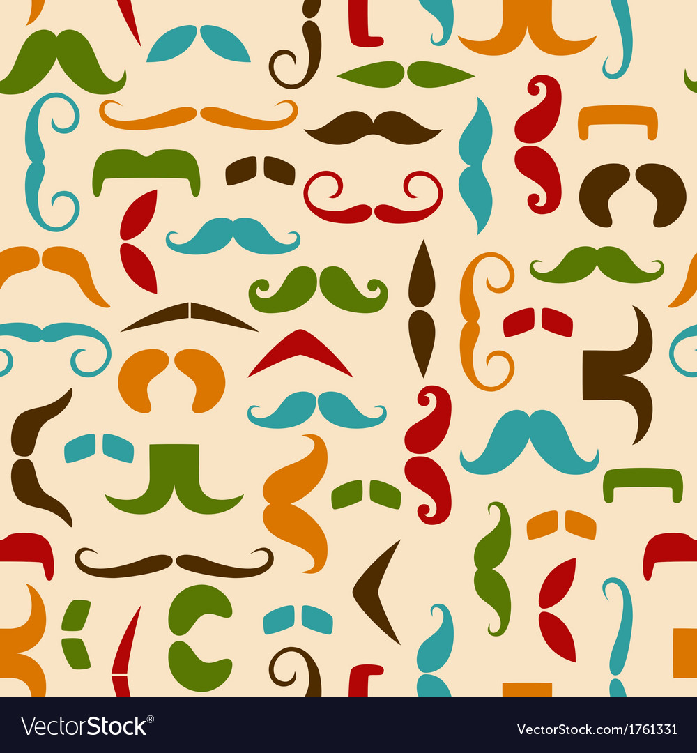 Seamless pattern with color mustache Royalty Free Vector