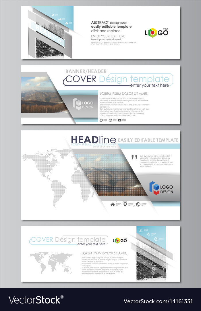 Social Media And Email Headers Set Modern Banners Vector Image