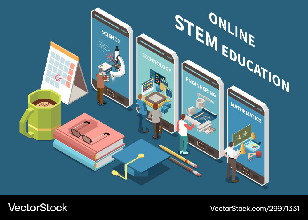 Stem education isometric composition Royalty Free Vector