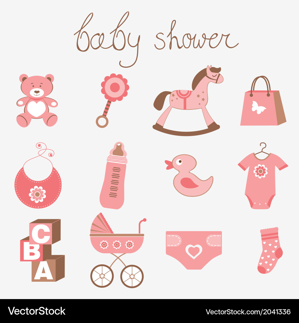 Baby shower girl Royalty Free Vector Image VectorStock
