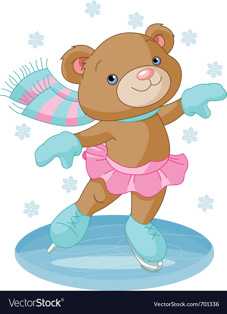 Bear girl on ice skates Royalty Free Vector Image