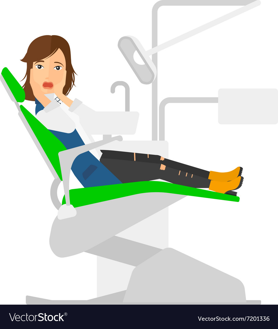 Frightened patient in dental chair Royalty Free Vector Image