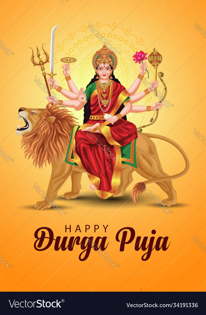 Indian god durga in happy puja subh Royalty Free Vector