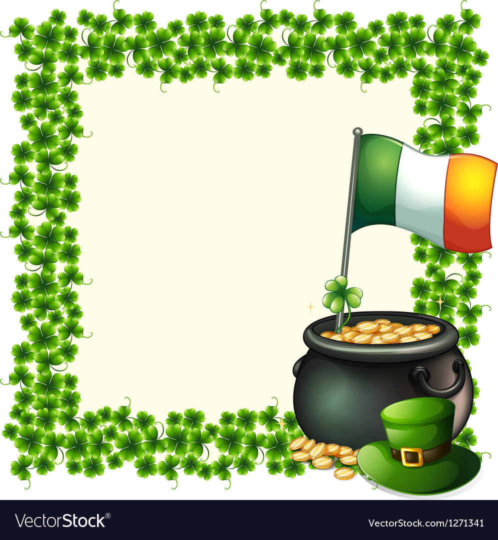 A green frame border with flag ireland Royalty Free Vector