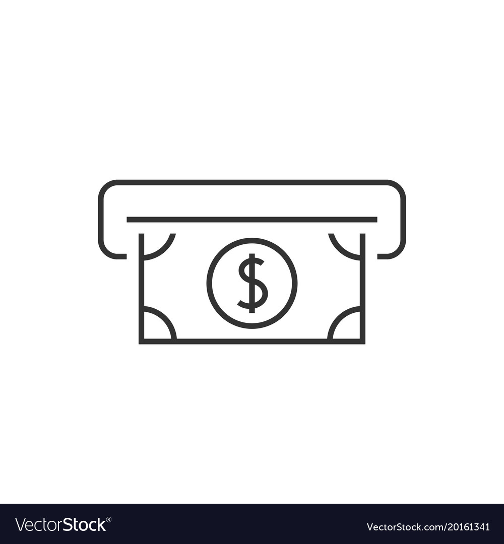 Atm cash outline icon Royalty Free Vector Image